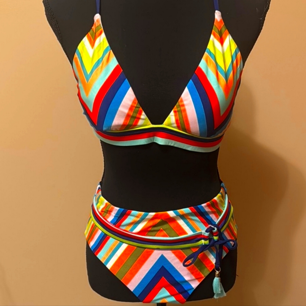 Trina Turk Colorful Striped Bikini Set